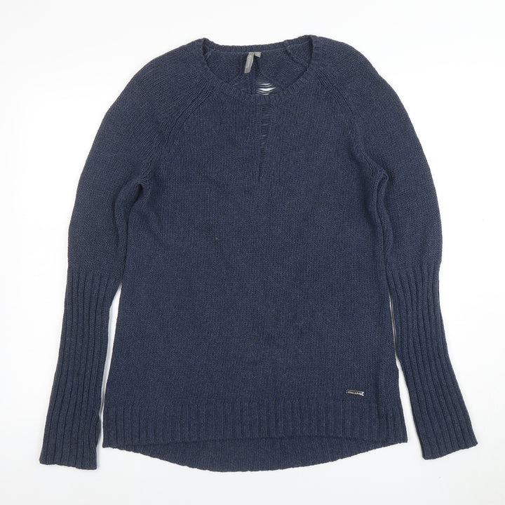 Sweaty Betty Womens Blue Cotton Knit Crew Neck Jumper Size S