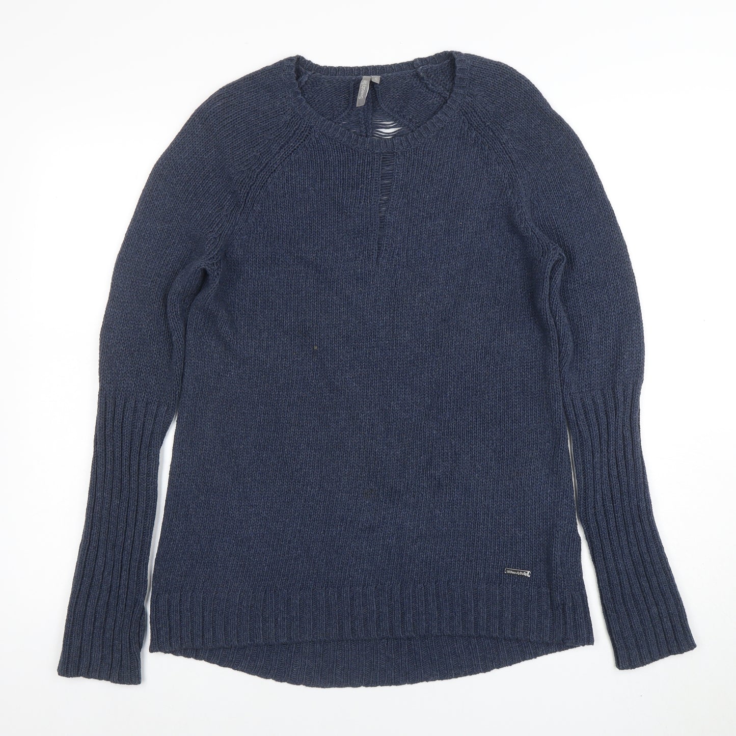 Sweaty Betty Womens Blue Cotton Knit Crew Neck Jumper Size S