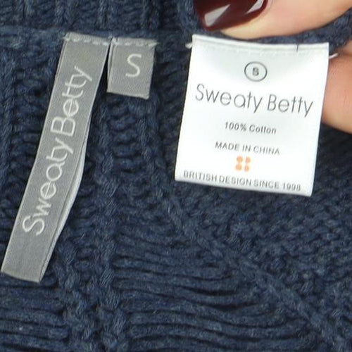 Sweaty Betty Womens Blue Cotton Knit Crew Neck Jumper Size S