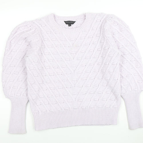 Dorothy Perkins Women's Ivory Cable Knit Puff Sleeve Jumper UK 18