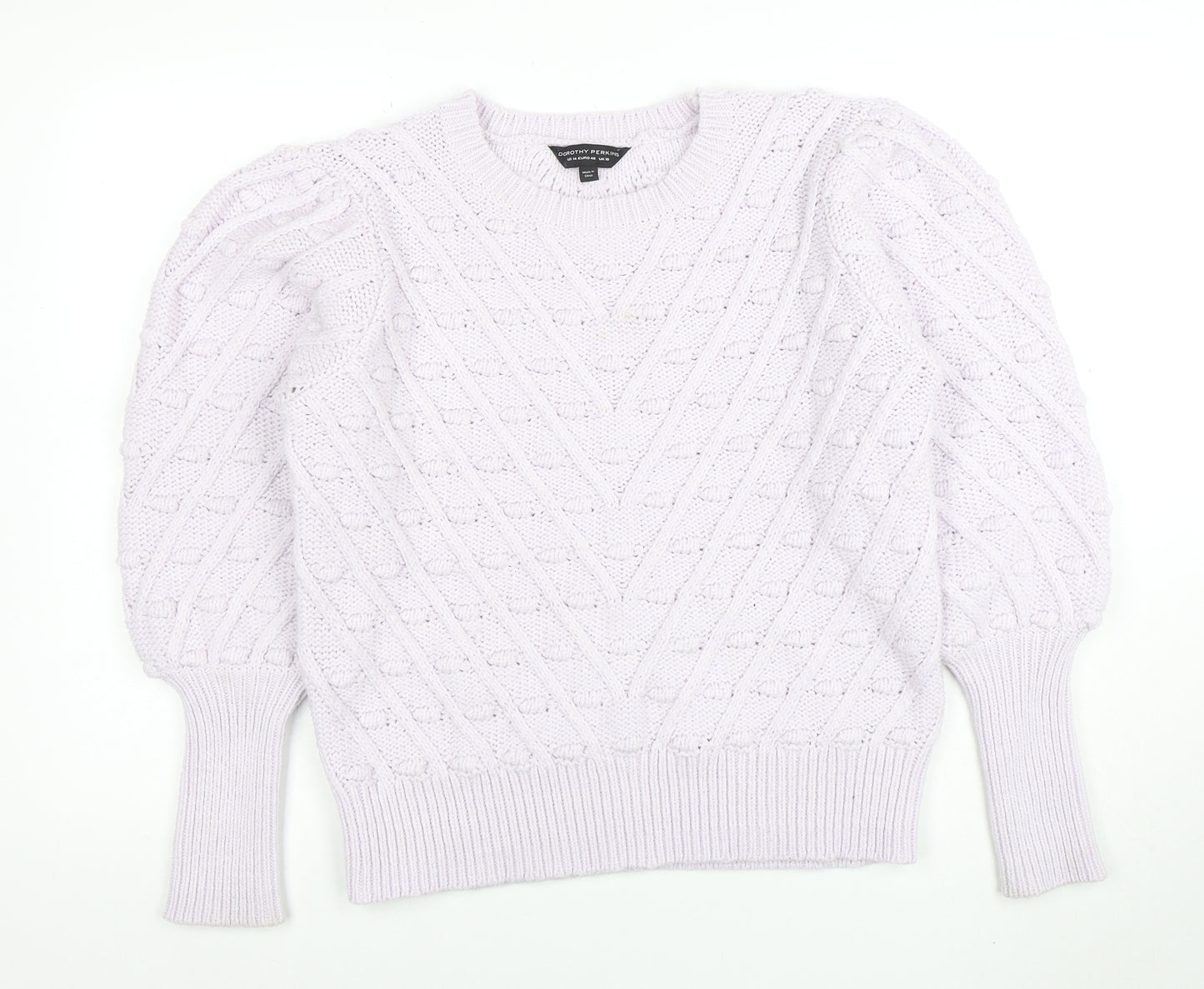 Dorothy Perkins Women's Ivory Cable Knit Puff Sleeve Jumper UK 18