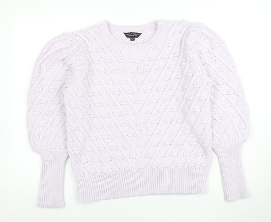 Dorothy Perkins Women's Ivory Cable Knit Puff Sleeve Jumper UK 18