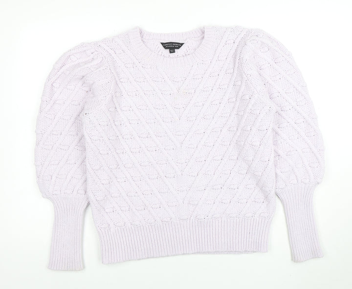 Dorothy Perkins Women's Ivory Cable Knit Puff Sleeve Jumper UK 18