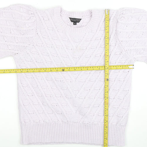 Dorothy Perkins Women's Ivory Cable Knit Puff Sleeve Jumper UK 18