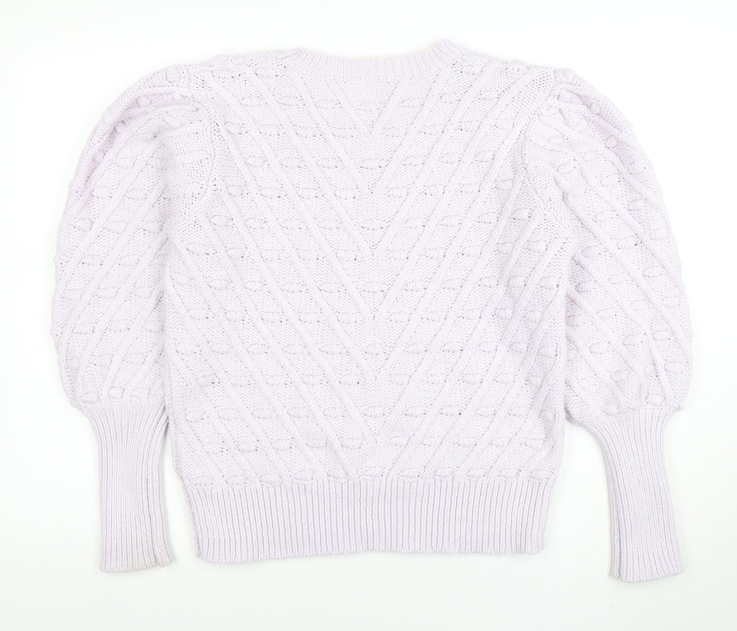 Dorothy Perkins Women's Ivory Cable Knit Puff Sleeve Jumper UK 18