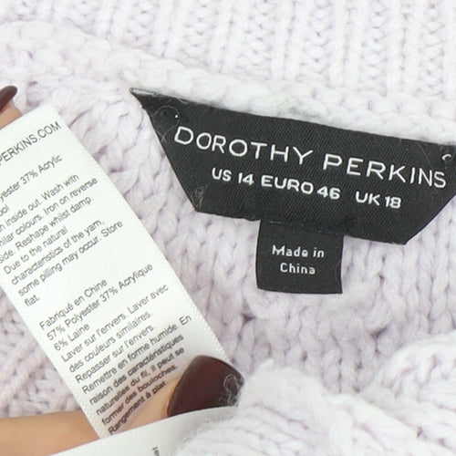 Dorothy Perkins Women's Ivory Cable Knit Puff Sleeve Jumper UK 18