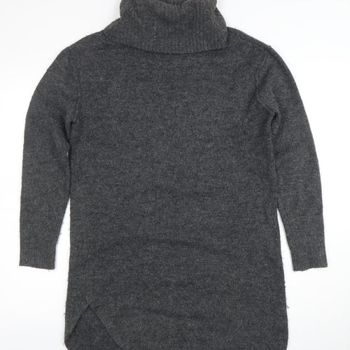 River Island Women’s Grey Jumper Dress Size 10 Roll Neck Knit