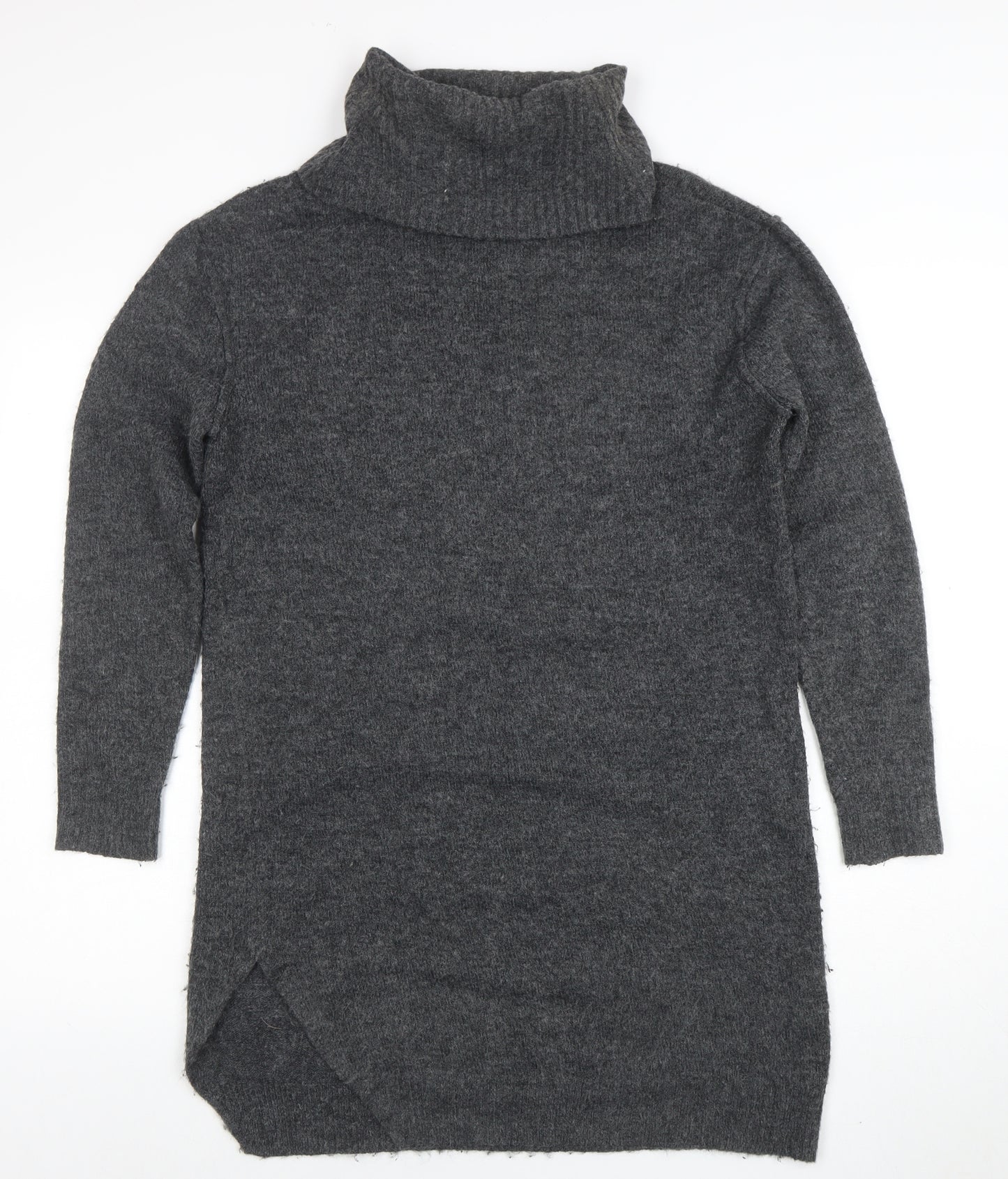 River Island Women’s Grey Jumper Dress Size 10 Roll Neck Knit