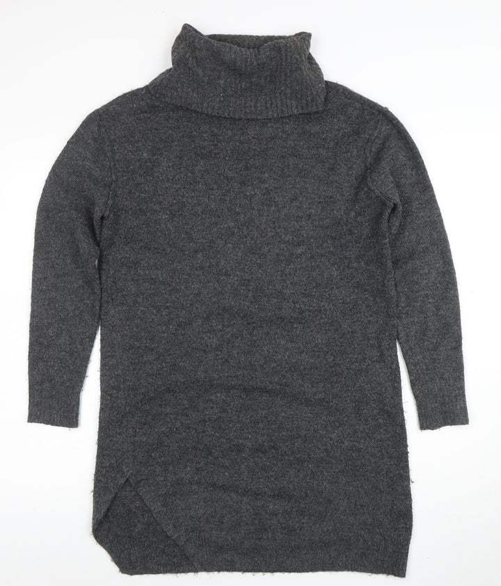 River Island Women’s Grey Jumper Dress Size 10 Roll Neck Knit