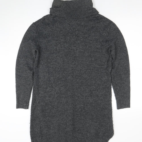 River Island Women’s Grey Jumper Dress Size 10 Roll Neck Knit
