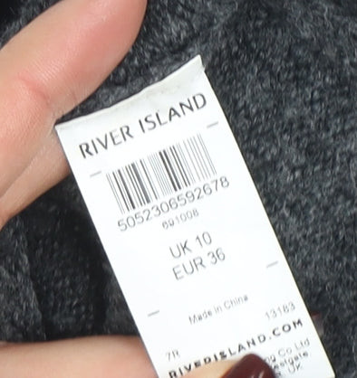 River Island Women’s Grey Jumper Dress Size 10 Roll Neck Knit