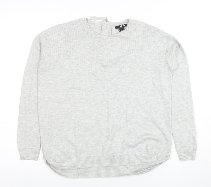 H&M Womens Grey XS Crew Neck Long Sleeve Knit Pullover Jumper