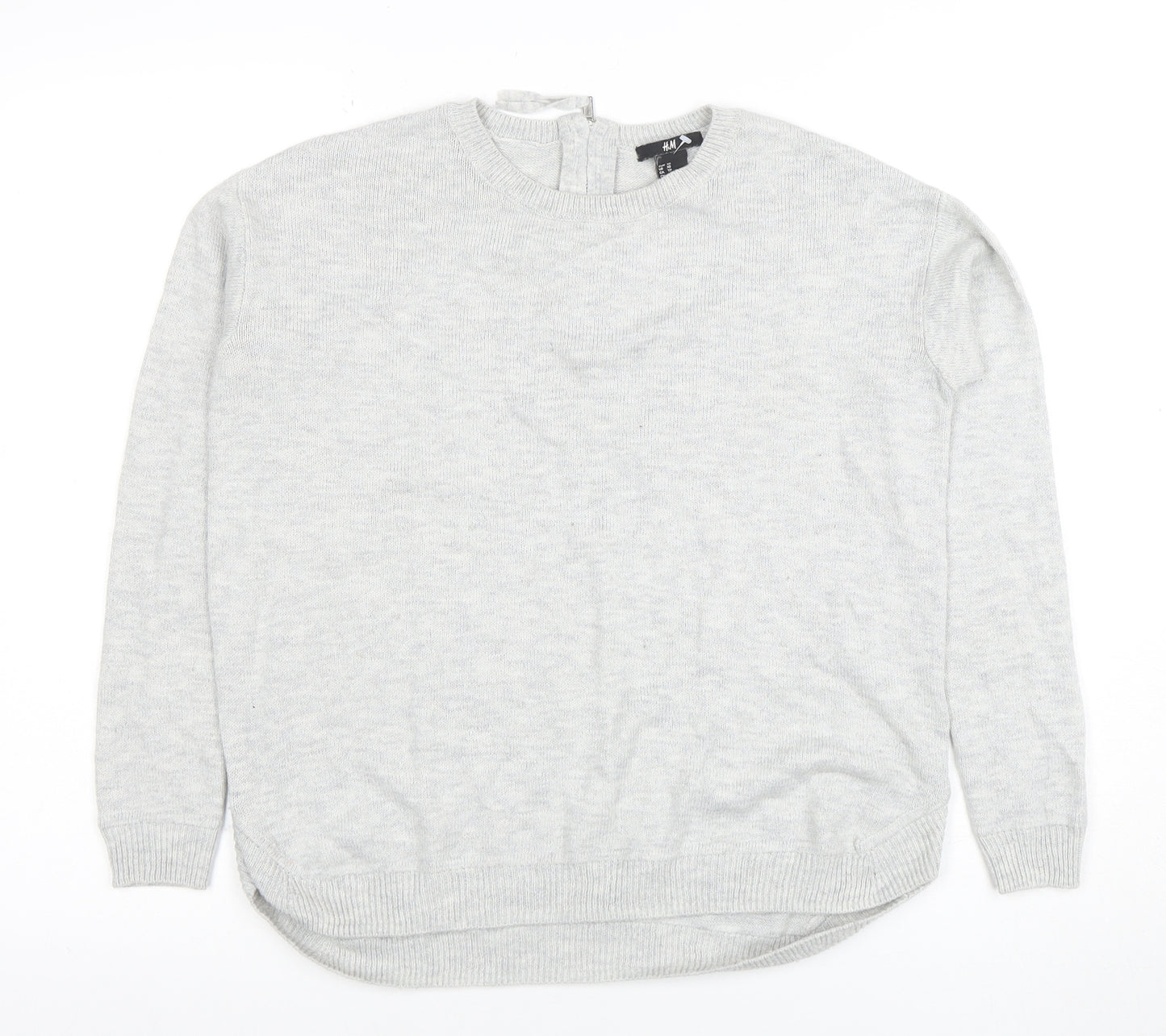 H&M Womens Grey XS Crew Neck Long Sleeve Knit Pullover Jumper