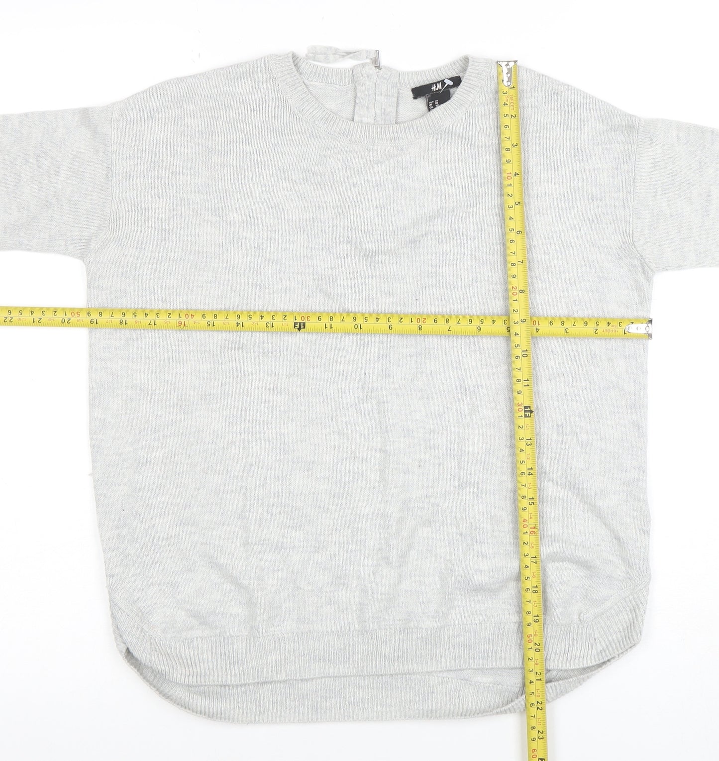 H&M Womens Grey XS Crew Neck Long Sleeve Knit Pullover Jumper
