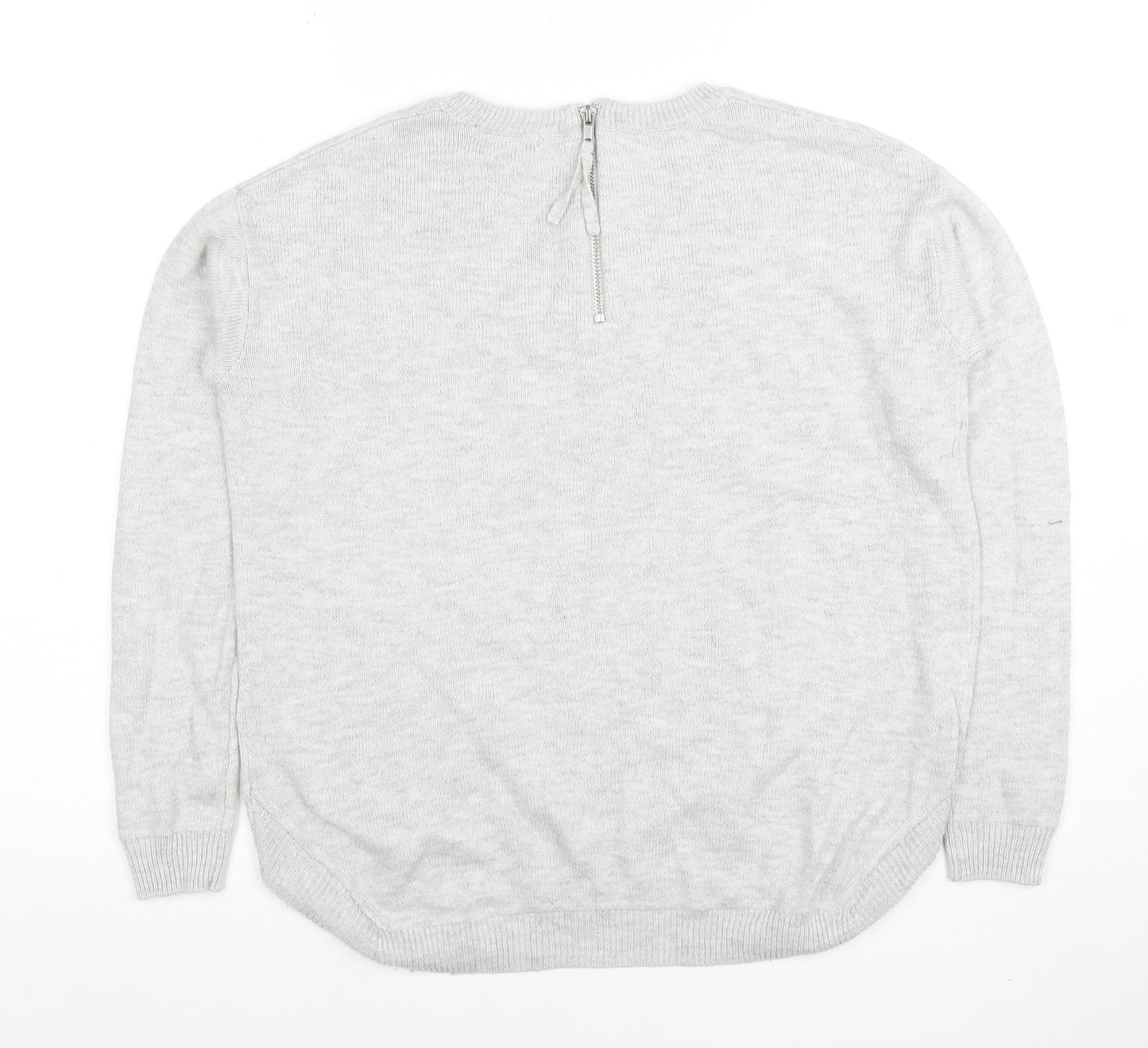 H&M Womens Grey XS Crew Neck Long Sleeve Knit Pullover Jumper