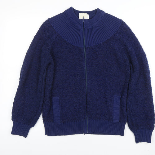 Amirco Women's Blue Wool Blend Full Zip Jumper M