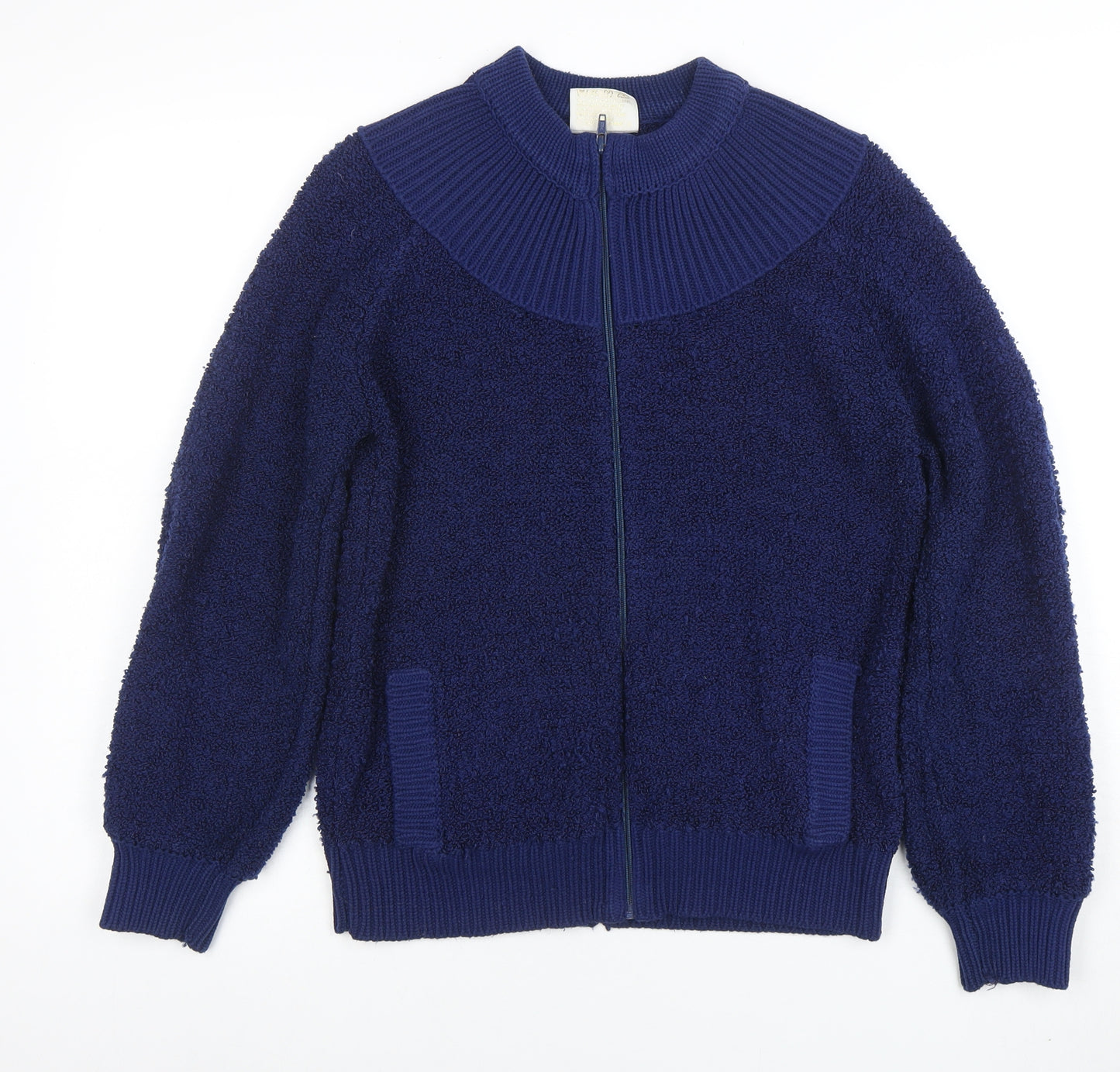 Amirco Women's Blue Wool Blend Full Zip Jumper M