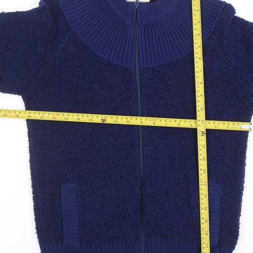 Amirco Women's Blue Wool Blend Full Zip Jumper M
