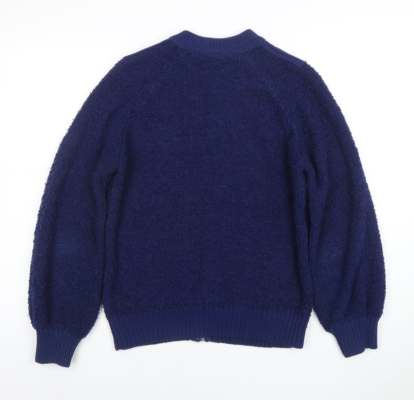 Amirco Women's Blue Wool Blend Full Zip Jumper M