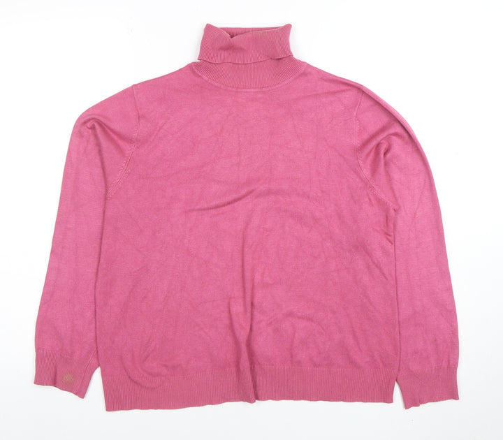 B&W Womens Pink Roll Neck Knit Pullover Jumper Size 4 UK