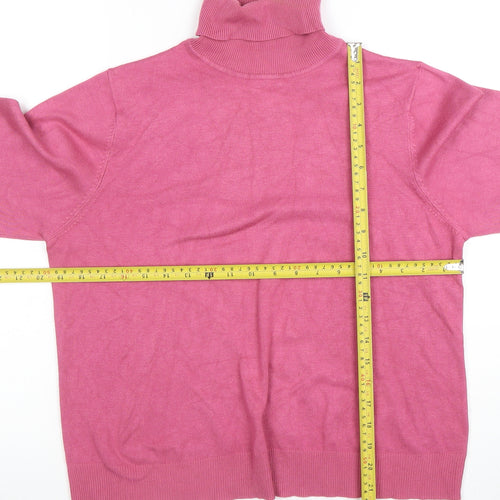 B&W Womens Pink Roll Neck Knit Pullover Jumper Size 4 UK
