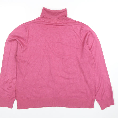 B&W Womens Pink Roll Neck Knit Pullover Jumper Size 4 UK