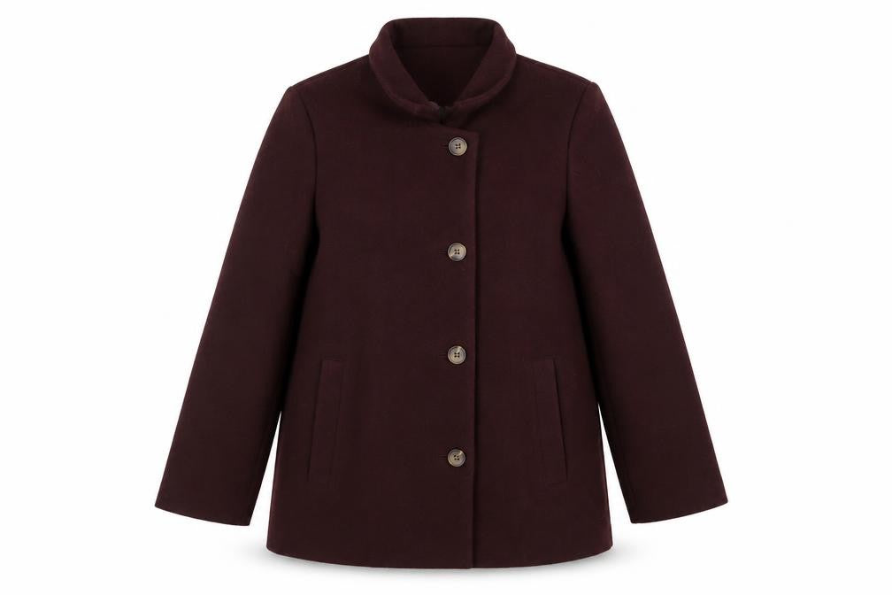 Front view of Old Navy Women's Brown Mid-Length Button Coat, size M
