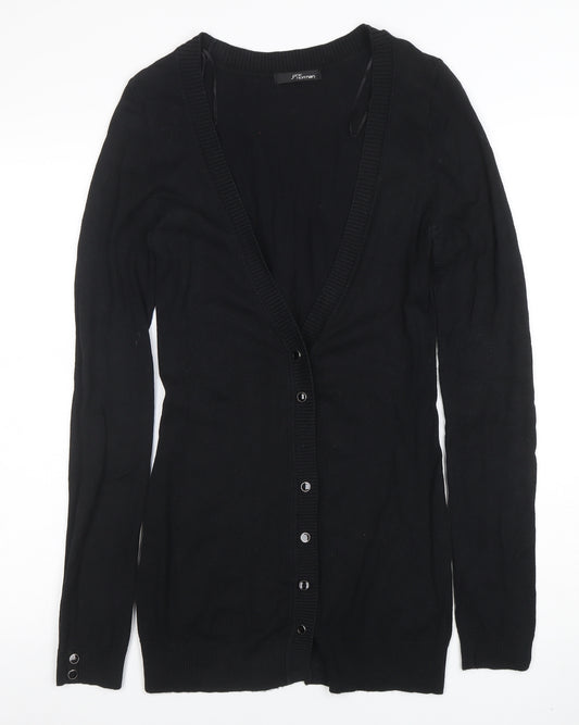 Jane Norman Women’s Black V-Neck Long Sleeve Button Cardigan Size 10