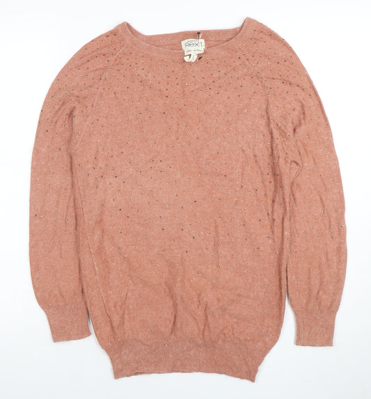 Next Women’s Brown Angora Blend Beaded Jumper Size 8