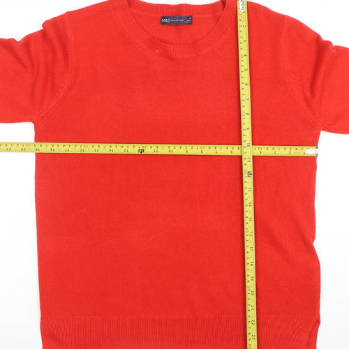 Marks and Spencer Women's Red Acrylic Crew Neck Pullover Jumper Size 14