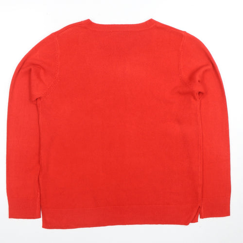Marks and Spencer Women's Red Acrylic Crew Neck Pullover Jumper Size 14