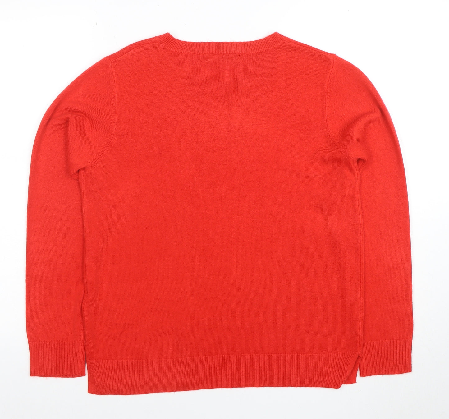 Marks and Spencer Women's Red Acrylic Crew Neck Pullover Jumper Size 14