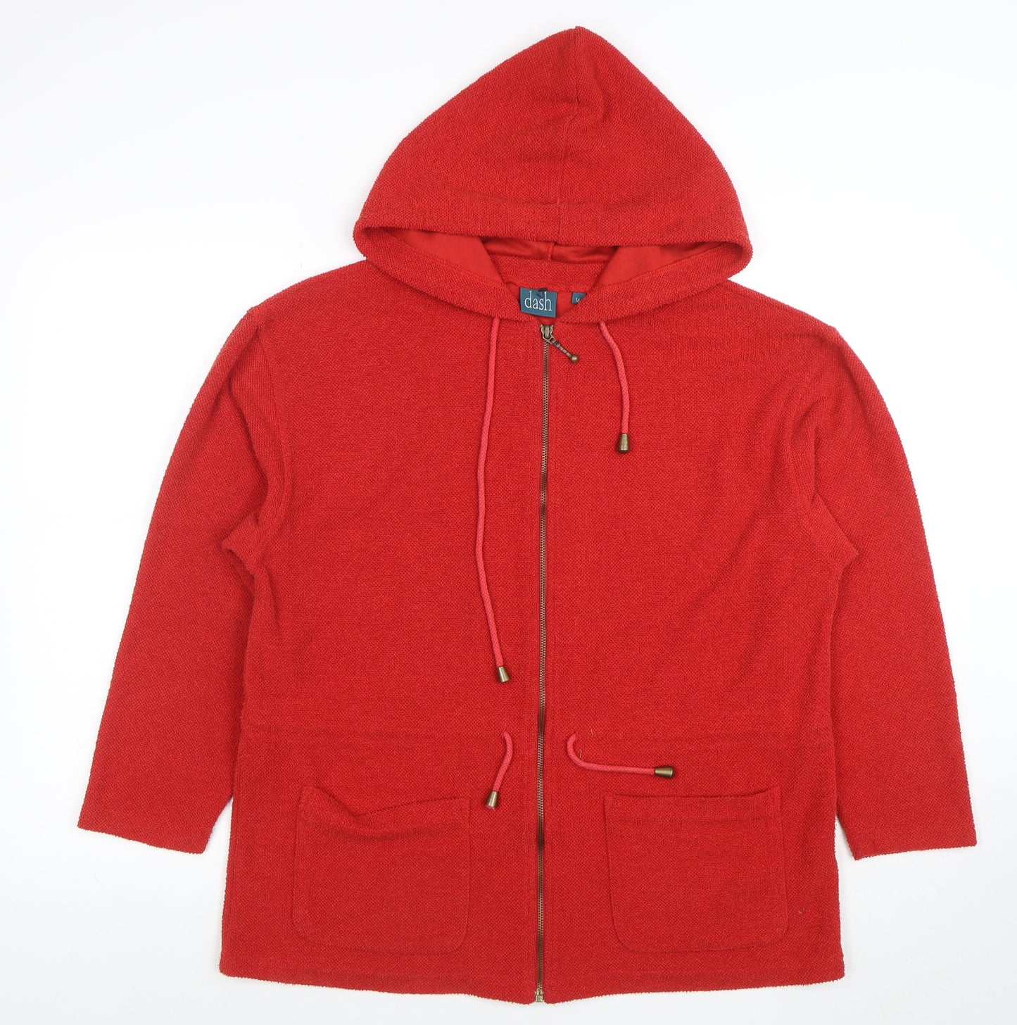 Dash Women Red Full Zip Hoodie Jacket UK 14 Polyester Cotton