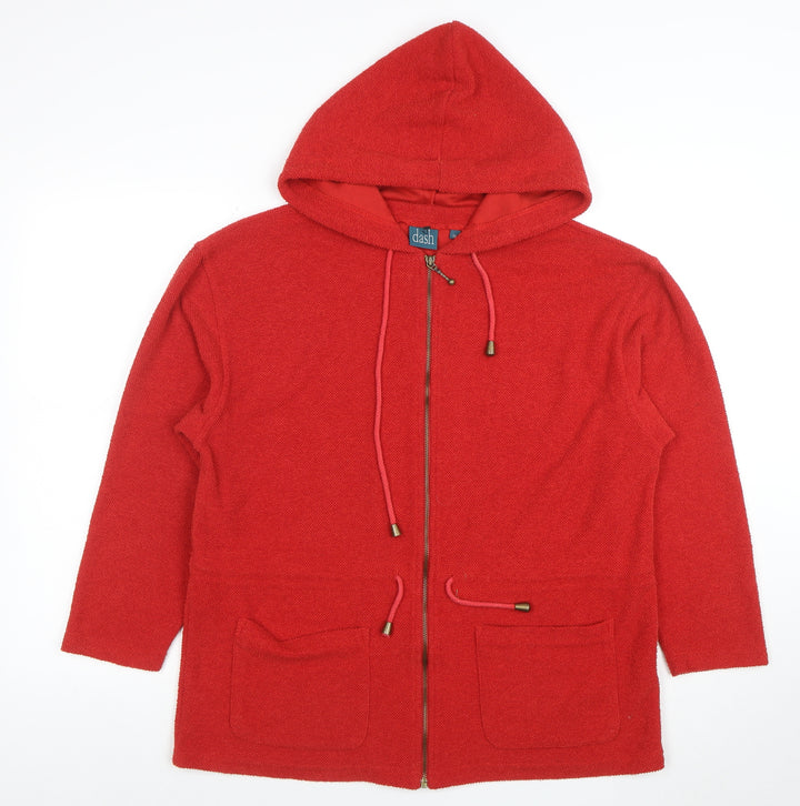 Dash Women Red Full Zip Hoodie Jacket UK 14 Polyester Cotton