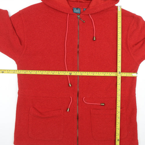 Dash Women Red Full Zip Hoodie Jacket UK 14 Polyester Cotton