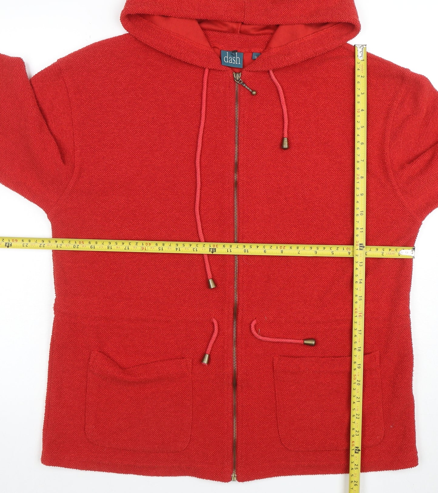 Dash Women Red Full Zip Hoodie Jacket UK 14 Polyester Cotton