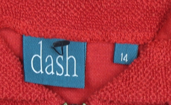 Dash Women Red Full Zip Hoodie Jacket UK 14 Polyester Cotton
