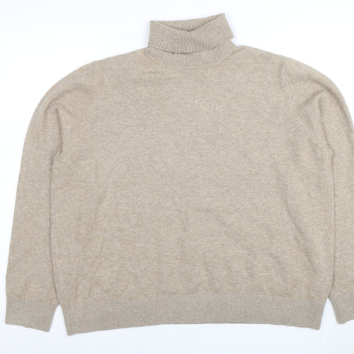 Marks and Spencer Women's Beige Roll Neck Jumper Size L