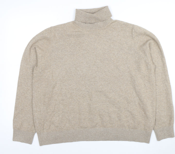 Marks and Spencer Women's Beige Roll Neck Jumper Size L