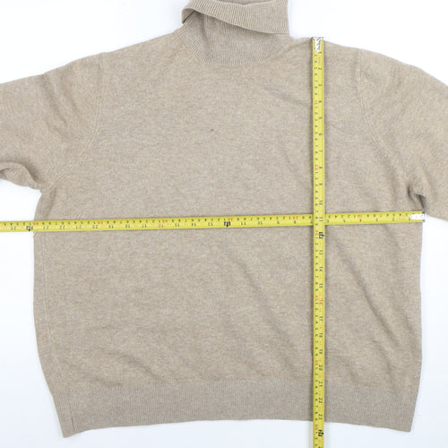 Marks and Spencer Women's Beige Roll Neck Jumper Size L