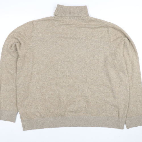 Marks and Spencer Women's Beige Roll Neck Jumper Size L