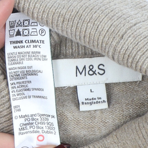 Marks and Spencer Women's Beige Roll Neck Jumper Size L