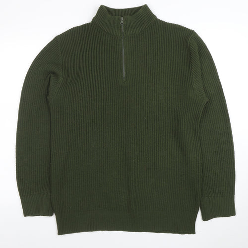 vidaXL Men’s Green 1/2 Zip High Neck Knit Jumper Size M