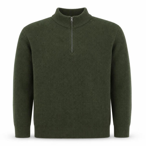 vidaXL Men’s Green 1/2 Zip High Neck Knit Jumper Size M