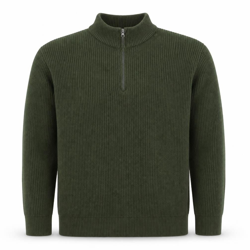 vidaXL Men’s Green 1/2 Zip High Neck Knit Jumper Size M