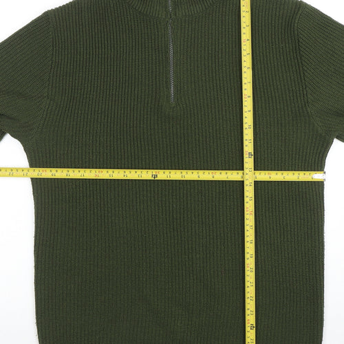 vidaXL Men’s Green 1/2 Zip High Neck Knit Jumper Size M