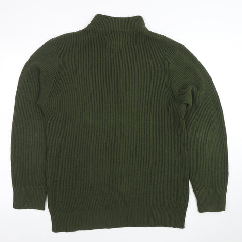 vidaXL Men’s Green 1/2 Zip High Neck Knit Jumper Size M
