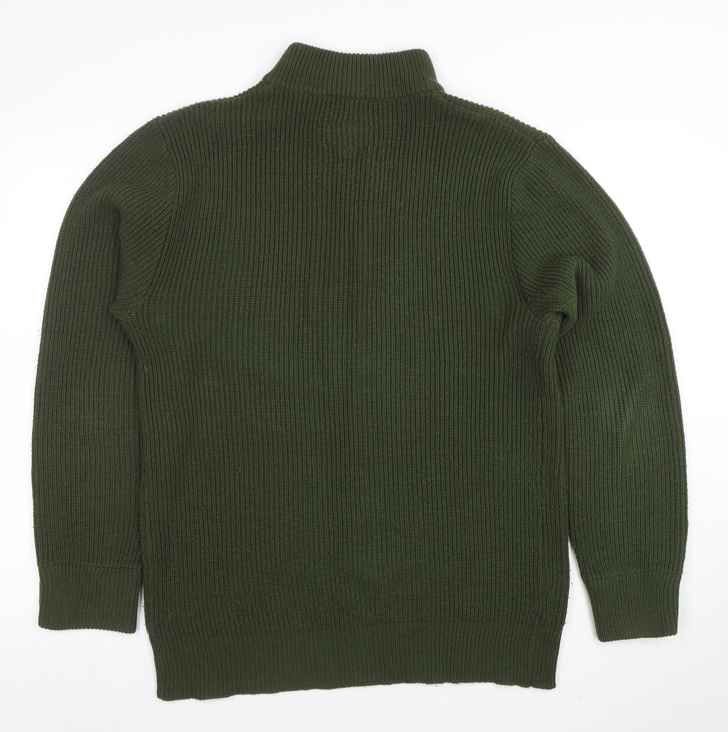 vidaXL Men’s Green 1/2 Zip High Neck Knit Jumper Size M