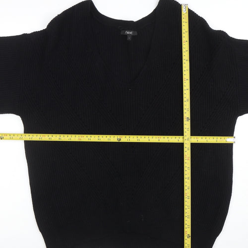 Next Women’s Black L Chunky Knit V-Neck Long Sleeve Jumper