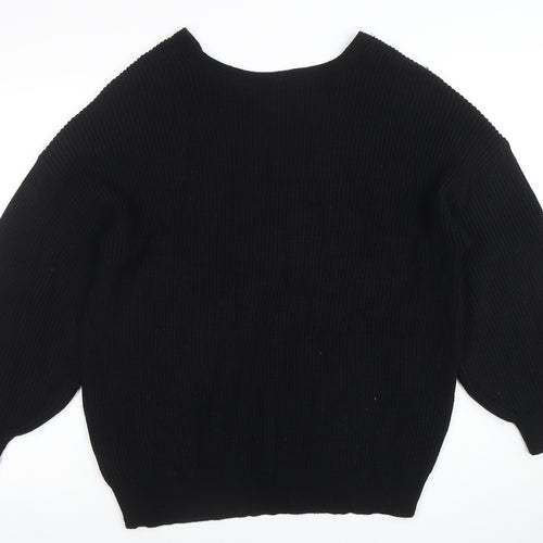 Next Women’s Black L Chunky Knit V-Neck Long Sleeve Jumper